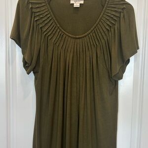 Style & Co. Olive Green Pleated Blouse